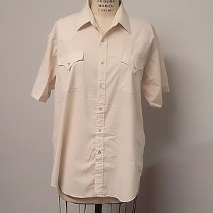 Vintage Sheplers Short Sleeved Pearl Snap Western Shirt, Size 17.5